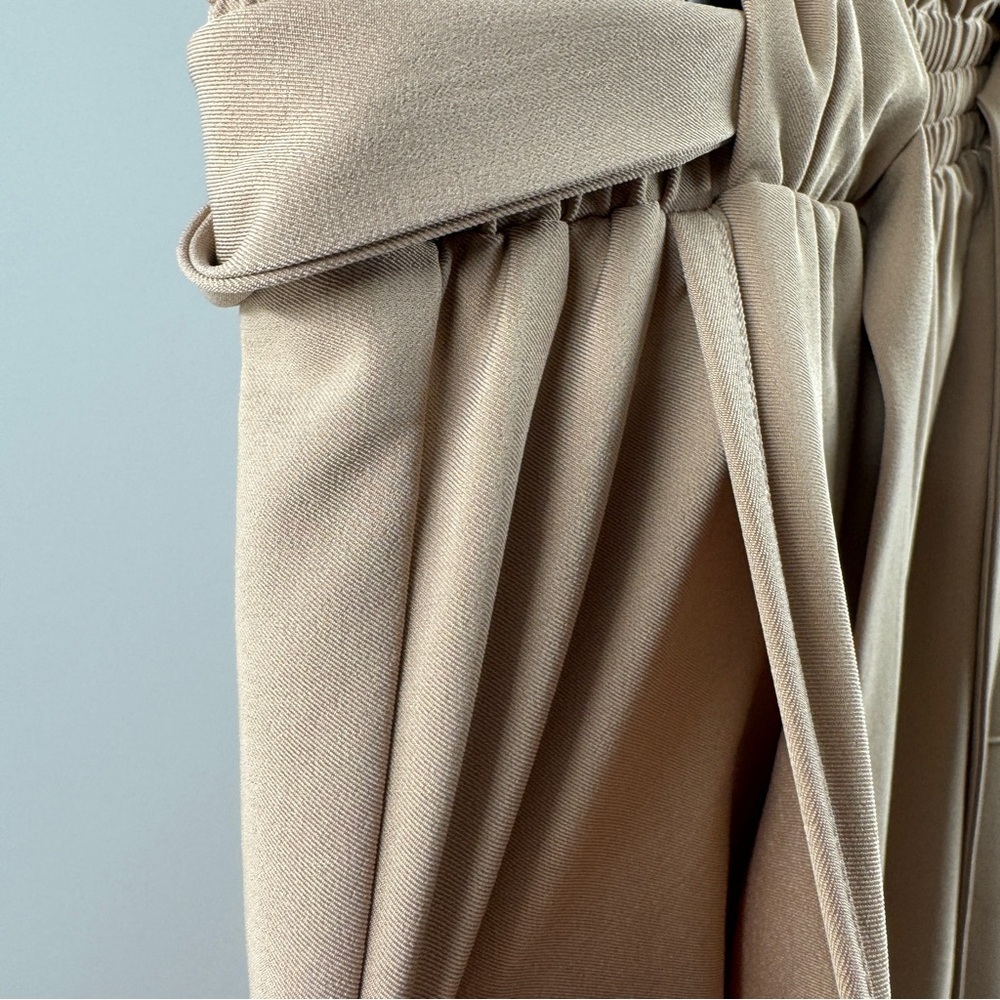 Grace Karin Women’s Beige Paperbag Waist Work Pants Tie Waist Size Large - Picture 5 of 8